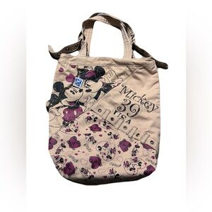 Disney Mickey & Minnie Mouse Y2K Canvas Tote Bag Pink Hearts Vintage Style